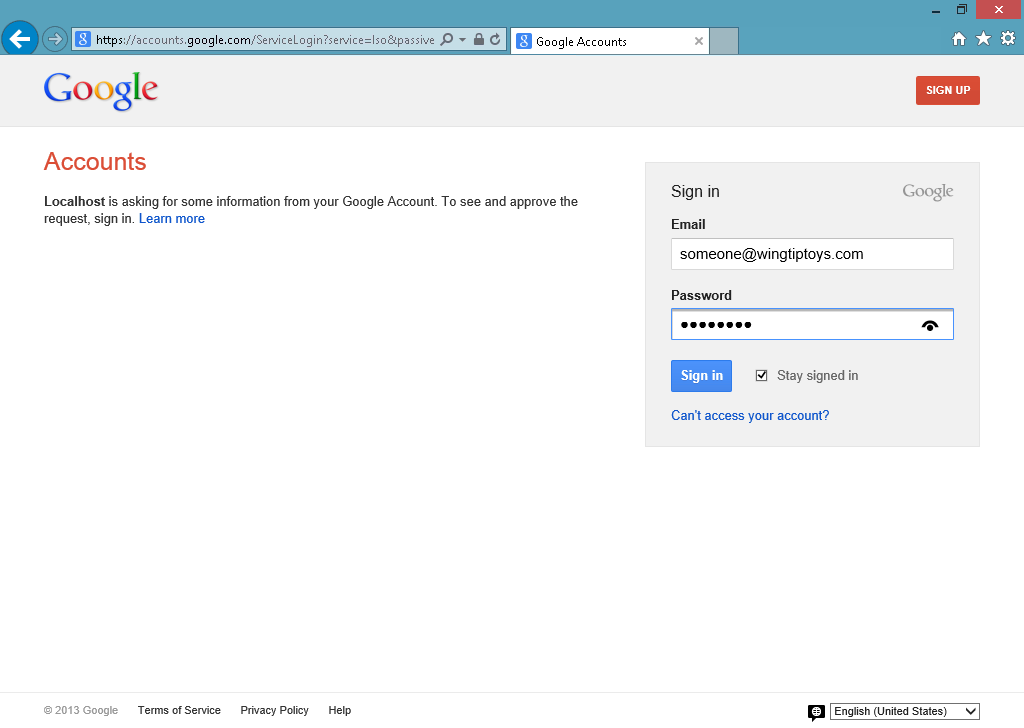 Image of Google login page