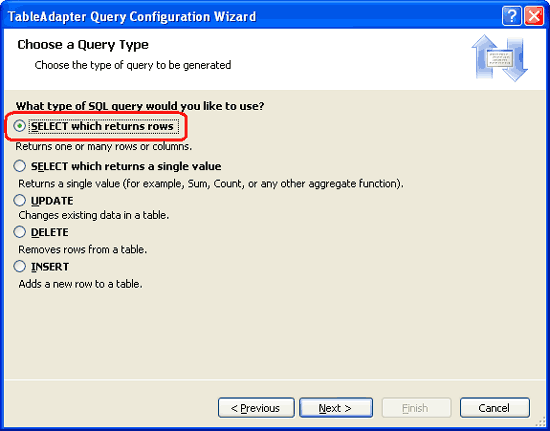 Choose the SELECT which returns rows Option