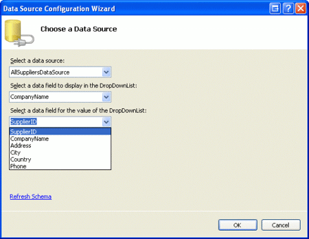 Configure the Suppliers DropDownList to Use the CompanyName and SupplierID Data Fields