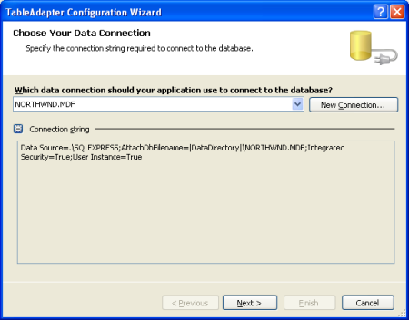 Choose the Northwind Database from the Drop-Down List