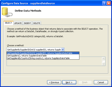 Have the ObjectDataSource Invoke the GetSupplierBySupplierID(supplierID) Method