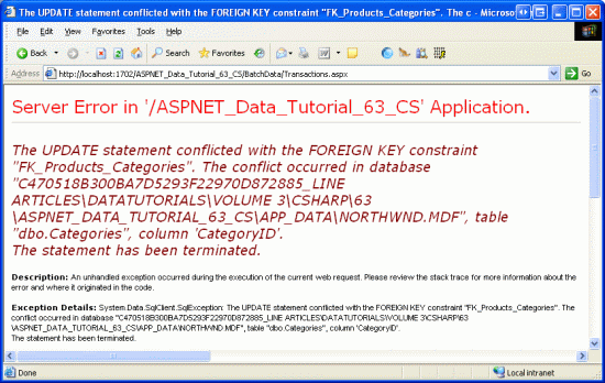 Reassigning the Categories Results in a Foreign Key Constraint Violation