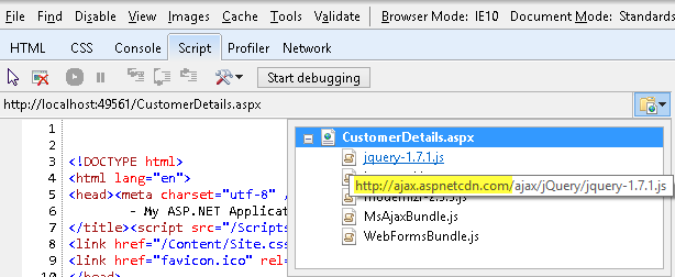 Loading the jQuery JavaScript files from the CDN