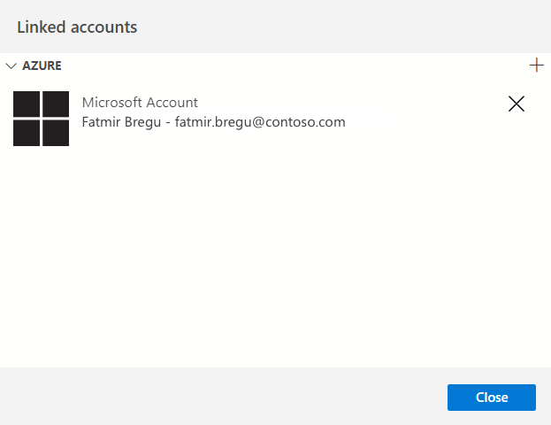 Screenshot of linked Azure accounts.