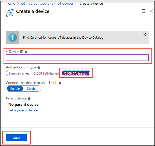 Create an X.509 IoT device