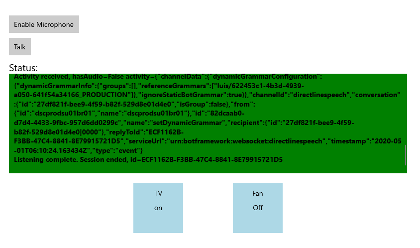 Screenshot that shows that the visual state of the T V is now on.