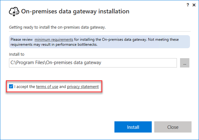 Screenshot showing install location and license terms.