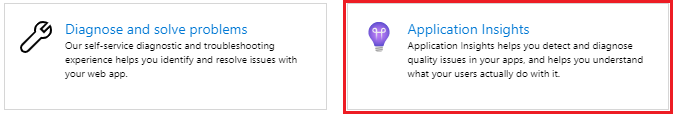 Screenshot that shows selecting the Application Insights button.
