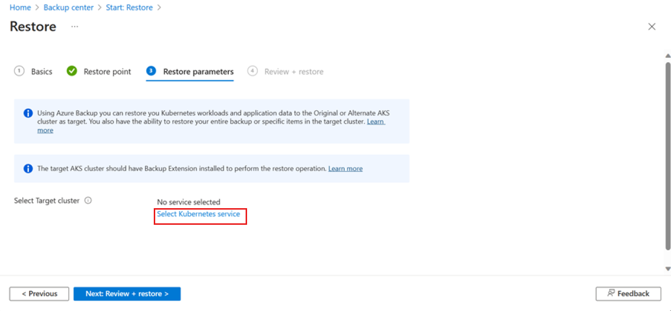 Screenshot shows how to initiate parameter selection.