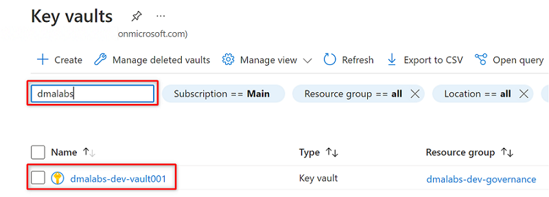 Screenshot that shows the Access Control Key Vault pane.