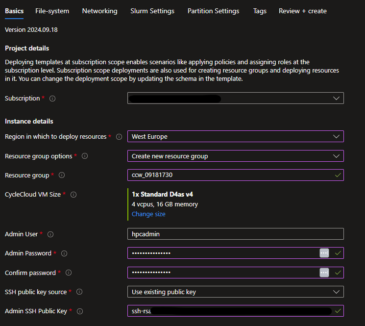 Screenshot of the Basics options screen