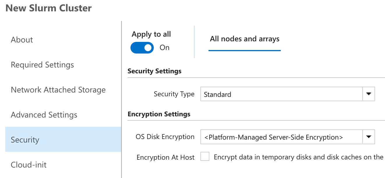 CycleCloud Shared Node Array Settings