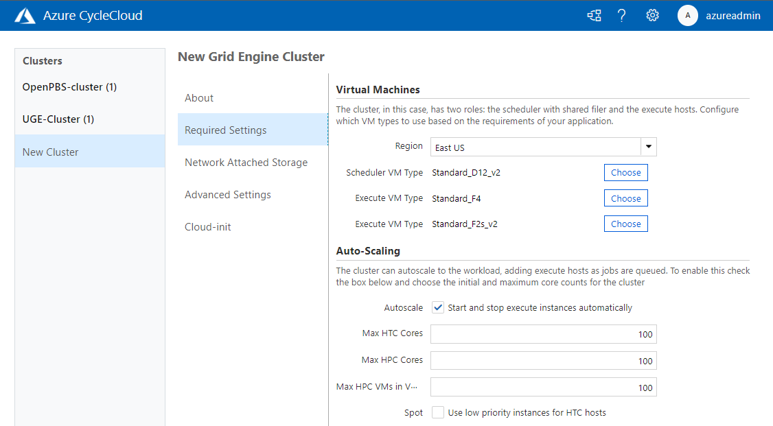 Auto-Scale Setting for New Cluster