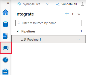Screenshot that shows switching to the Integrate tab.