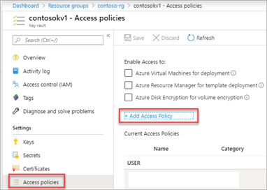 Screenshot that shows the &quot;Access policies&quot; page with the &quot;Add Access Policy&quot; action highlighted.