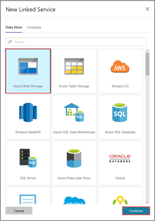 Select Azure Blob Storage