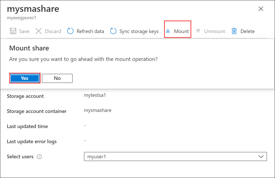 Mount existing local share for PV