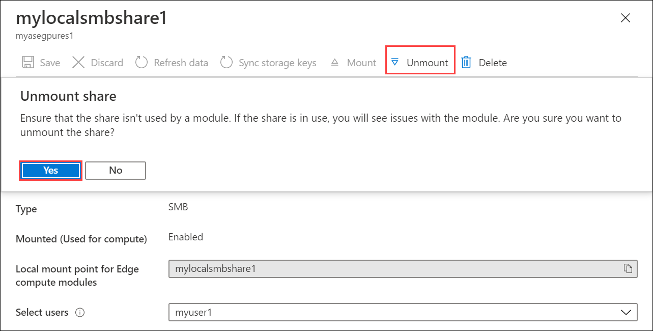 Unmount local share for PV