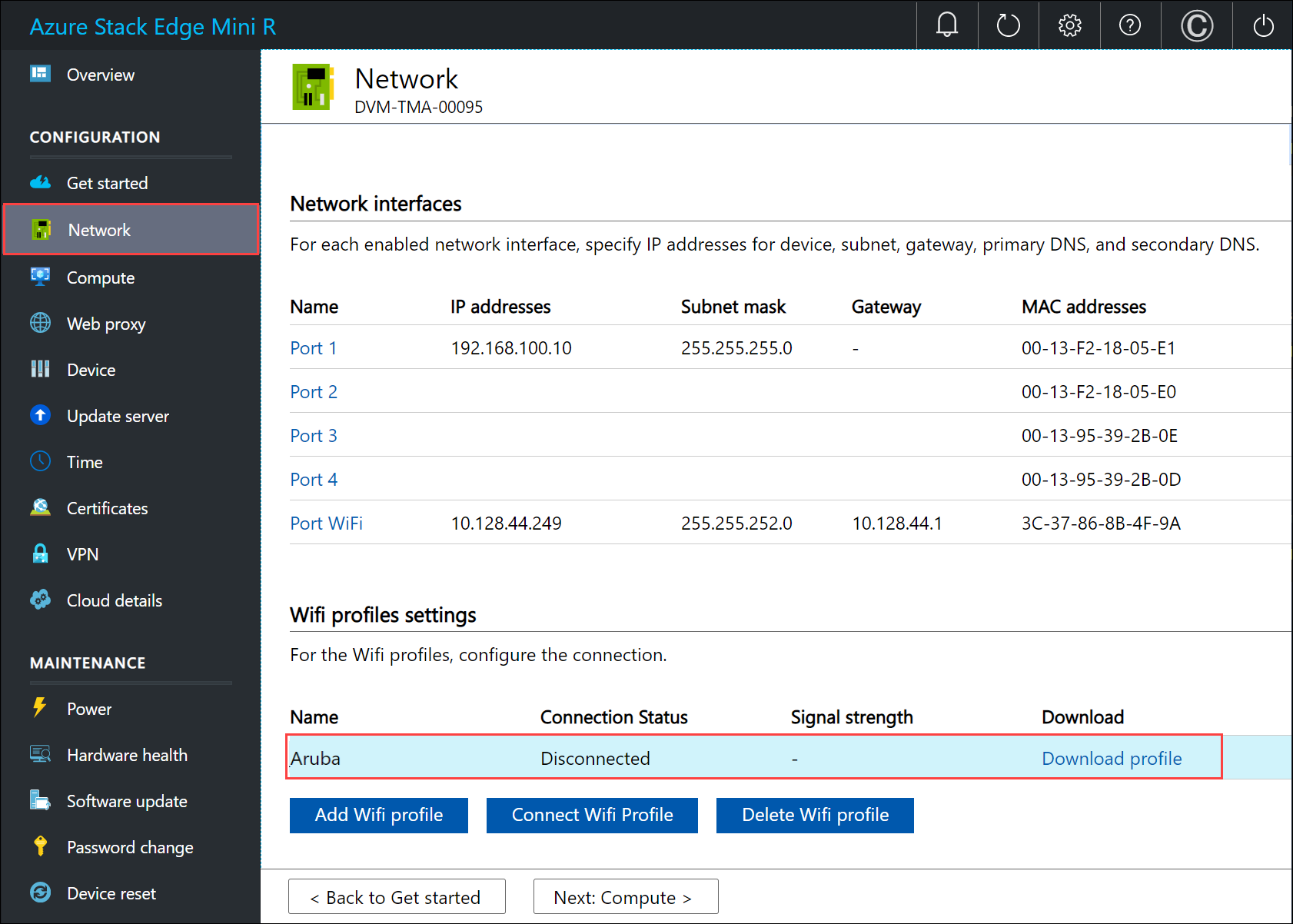 Local web UI "Port WiFi Network settings" 3