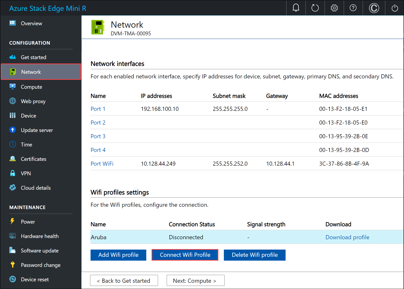 Local web UI "Port Wi-Fi Network settings" 4