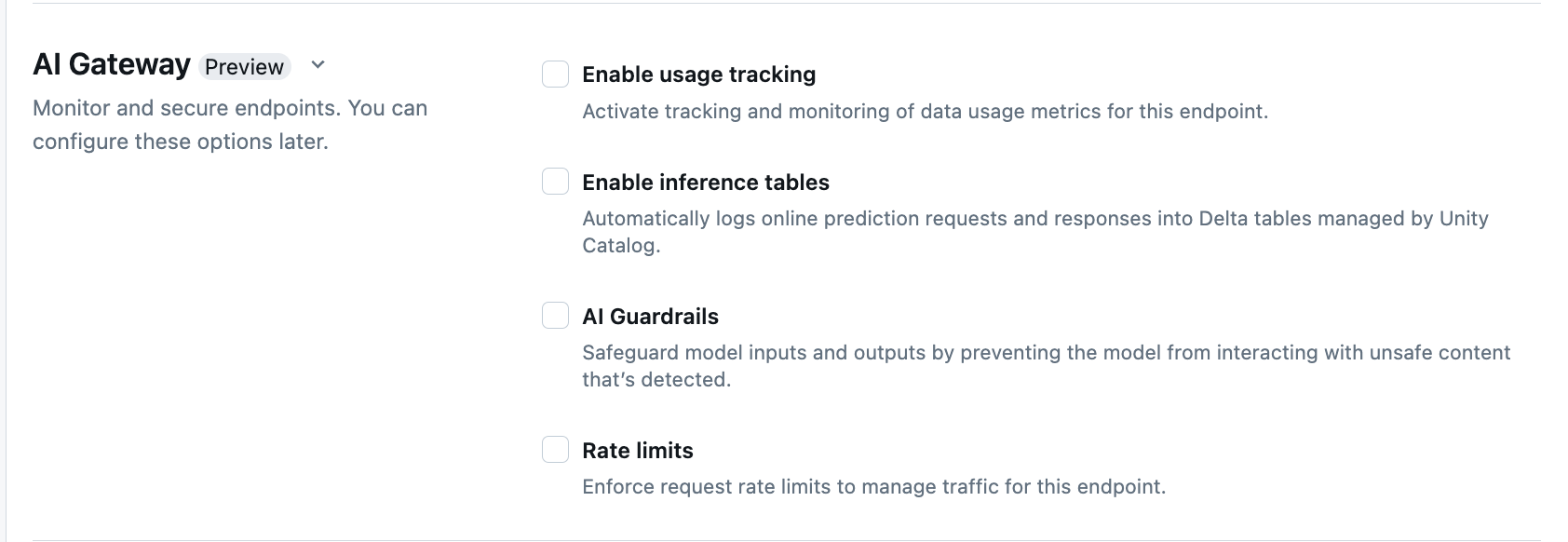 Configure AI Gateway features