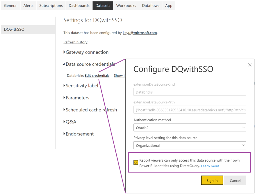 Enable SSO for Databricks data access