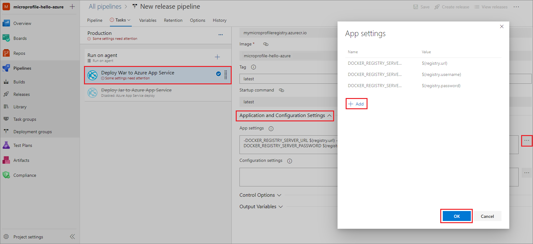 Add and set variables