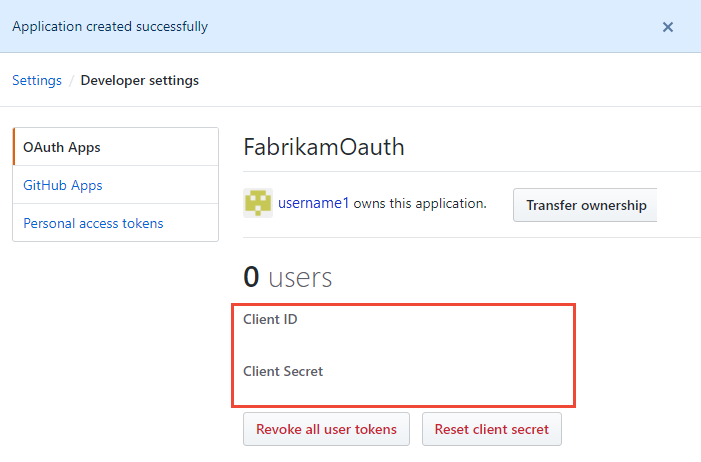 Screenshot of Client ID and Client Secret for your registered OAuth application.