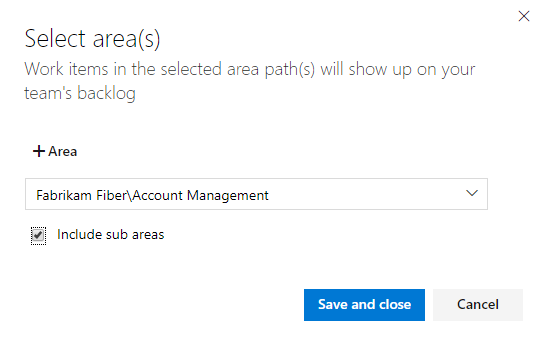 Select areas for Account Management team