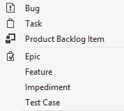 Scrum work item types