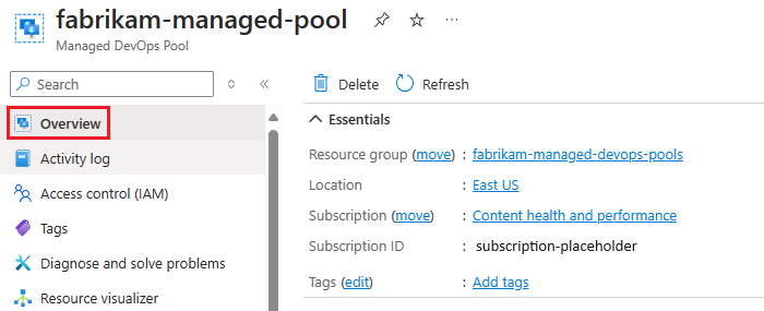 Screenshot of pool overview essentials.