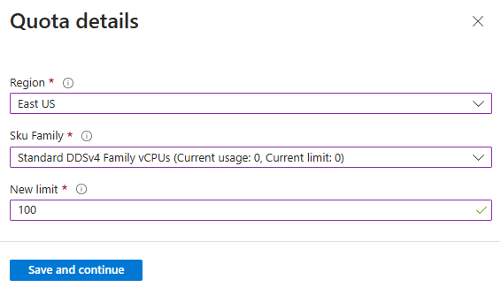 Screenshot of quota details.