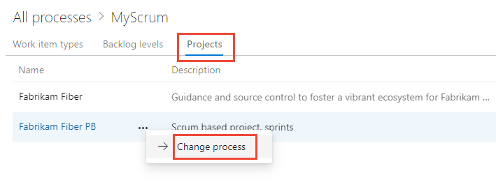 Choose Projects tab