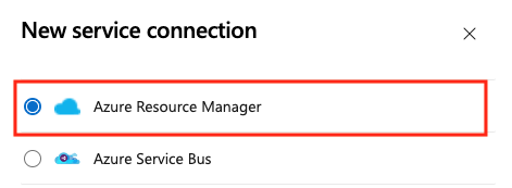 Screenshot that shows choosing Azure Resource Manager selection.