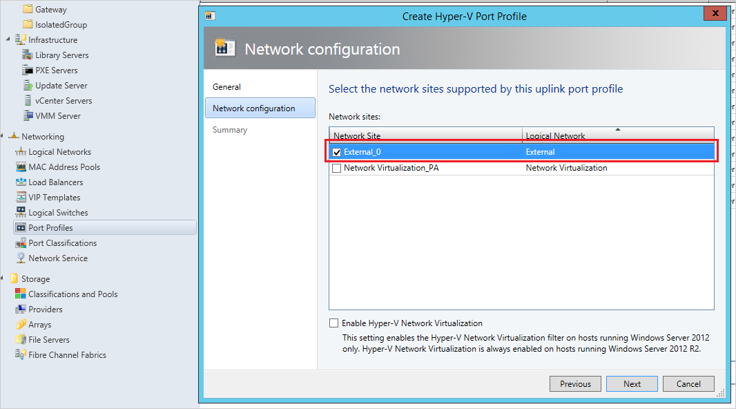 Selecting the network site to be used for external communication