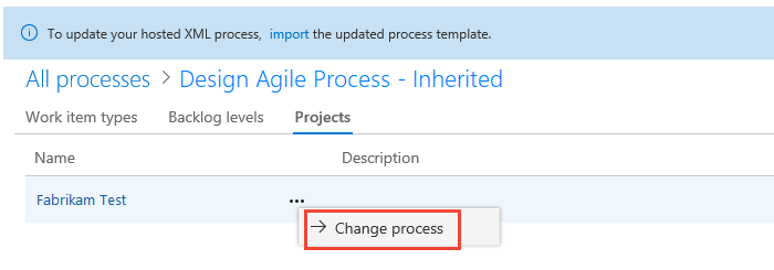 Change process for project