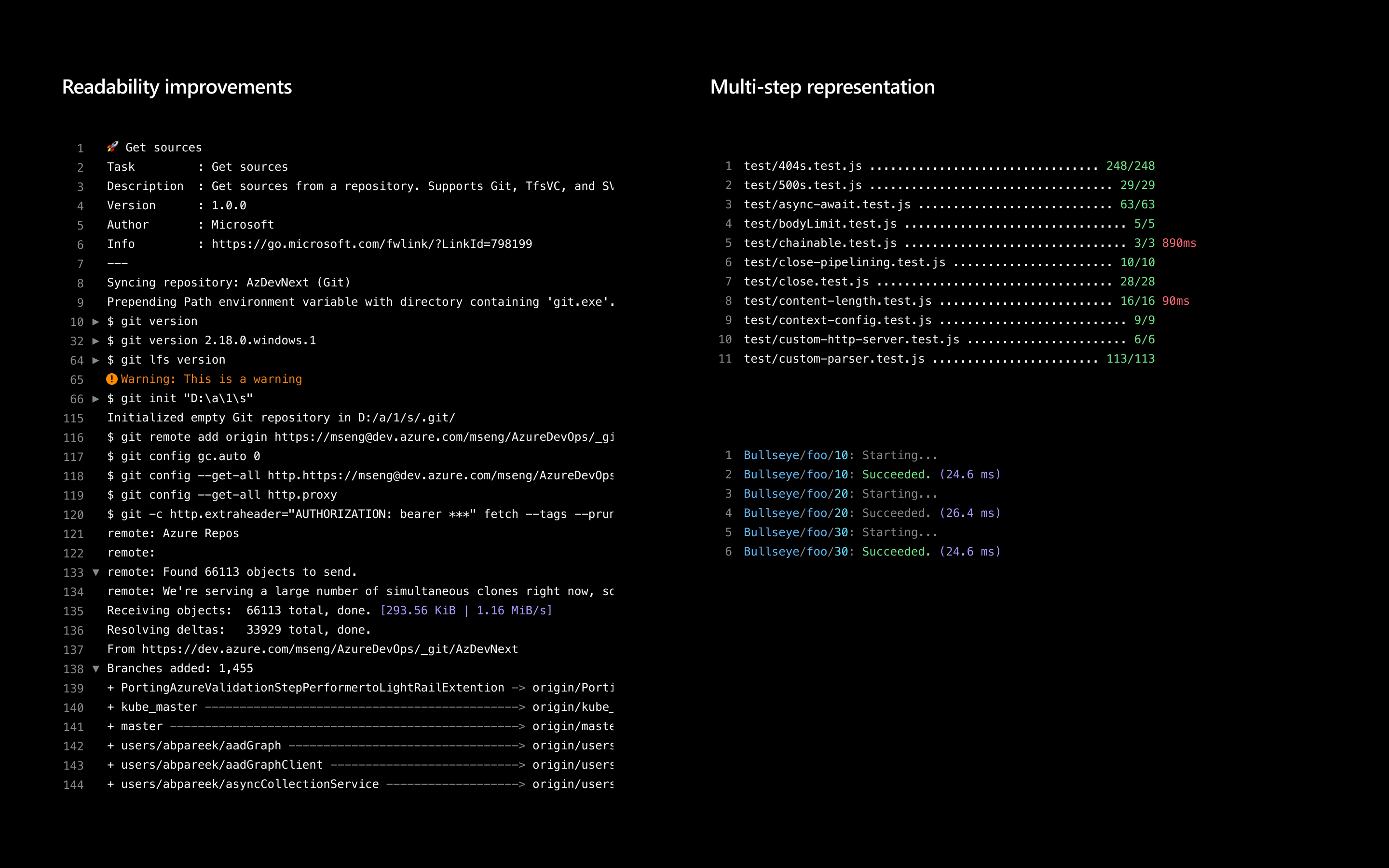 Build and release log viewer enhancements.