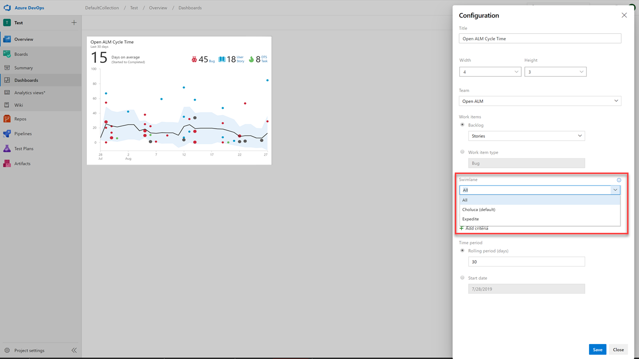 Lead and Cycle Time widgets advanced filtering.