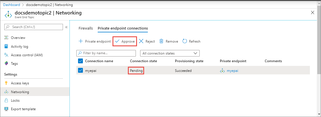 Private endpoint - pending state