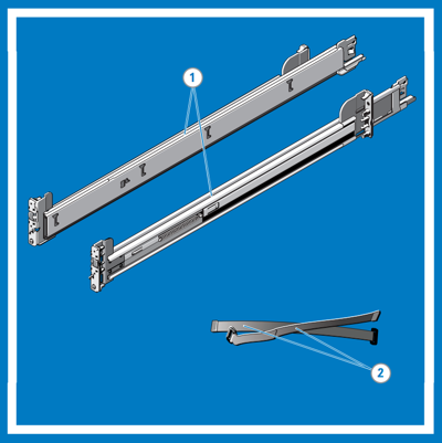 Numbered drawing of rail kit contents