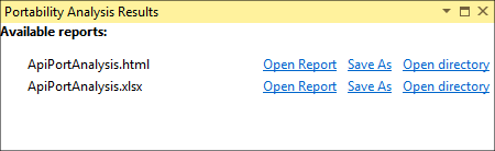 Portability analyzer results dialog.