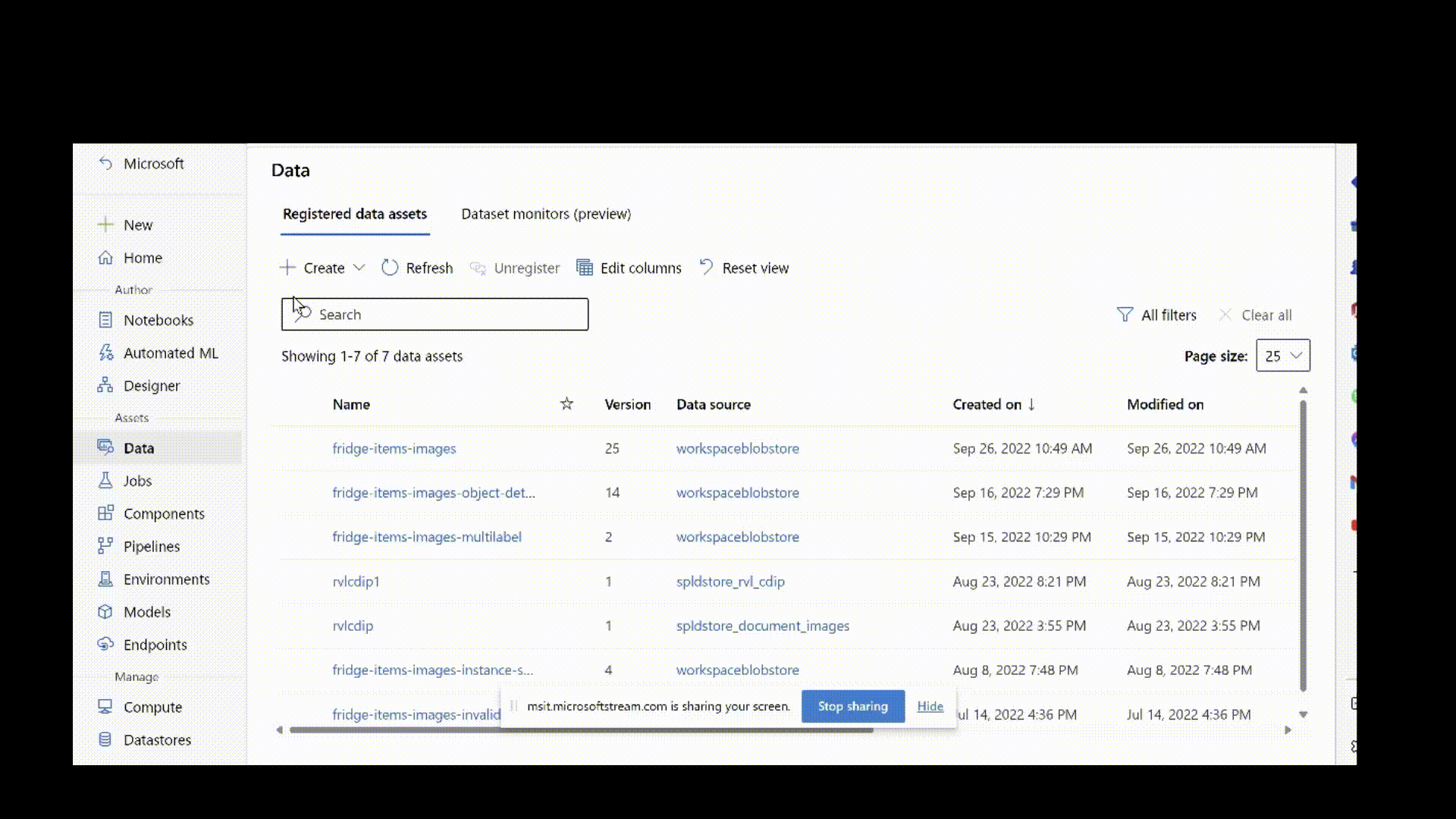 Animation showing how to register a dataset from local files