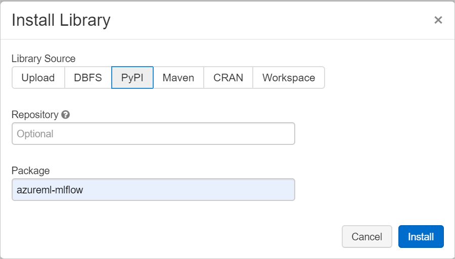 Azure DB install mlflow library