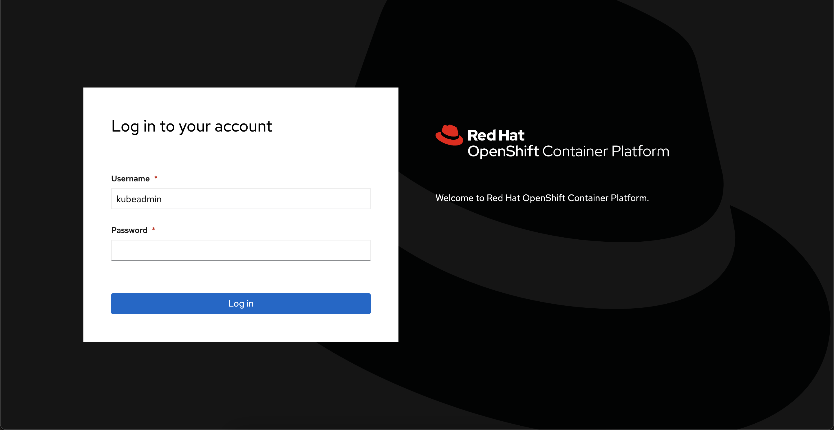 Azure Red Hat OpenShift login screen