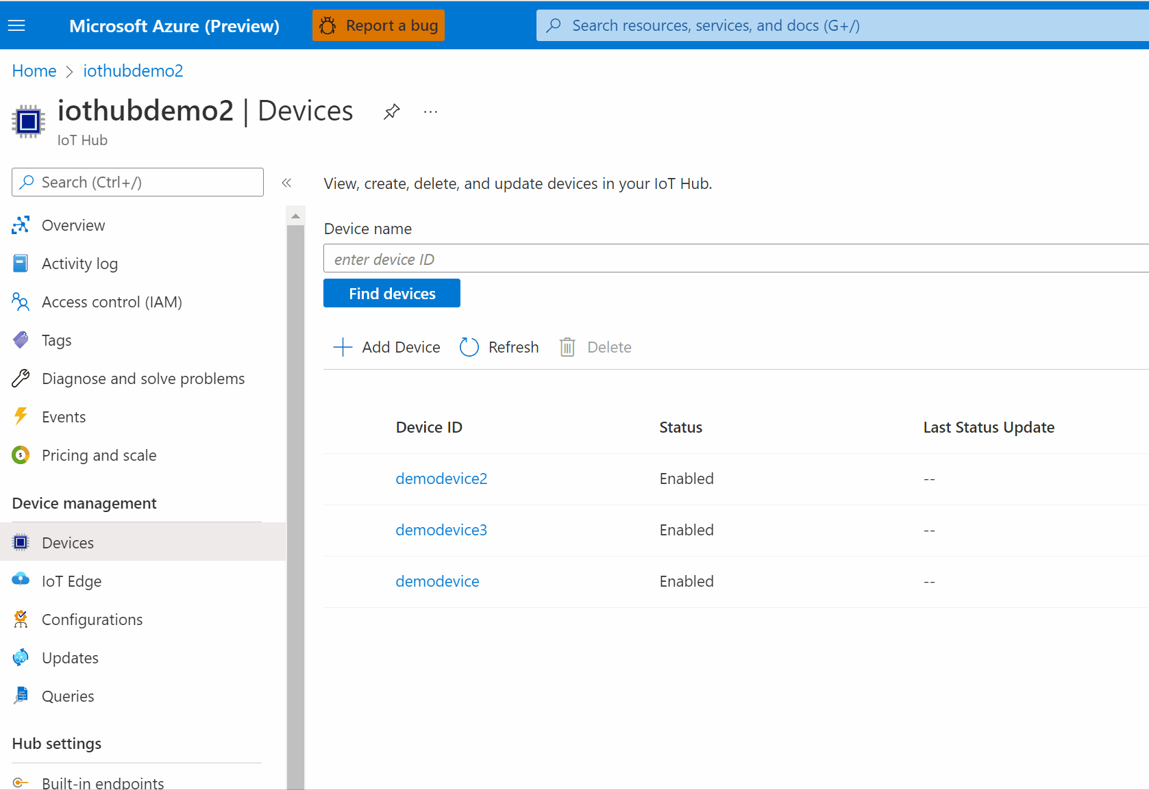 screen capture showing one of the GROUP BY queries from Azure Portal