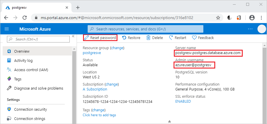 Azure Database for PostgreSQL server name