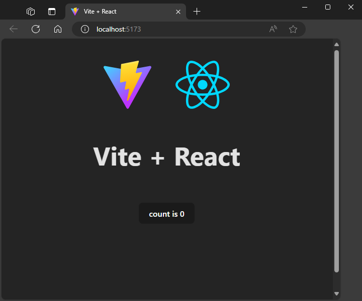 Screen shot of the generated react web application.