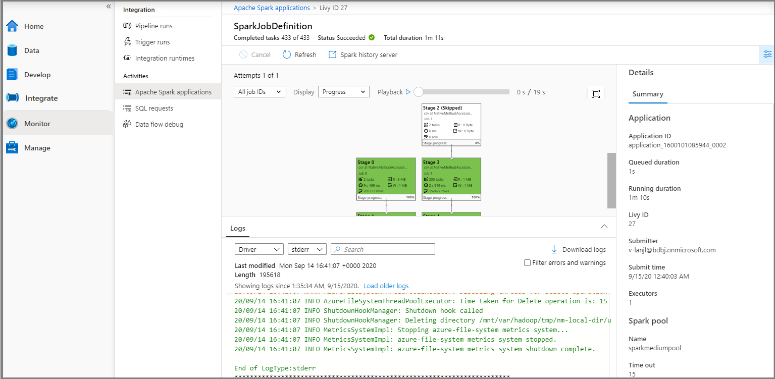 View spark application LogQuery