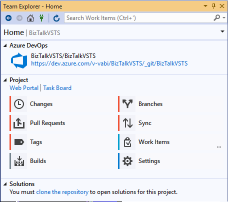 Clone the Azure DevOps in the BizTalk Server project 