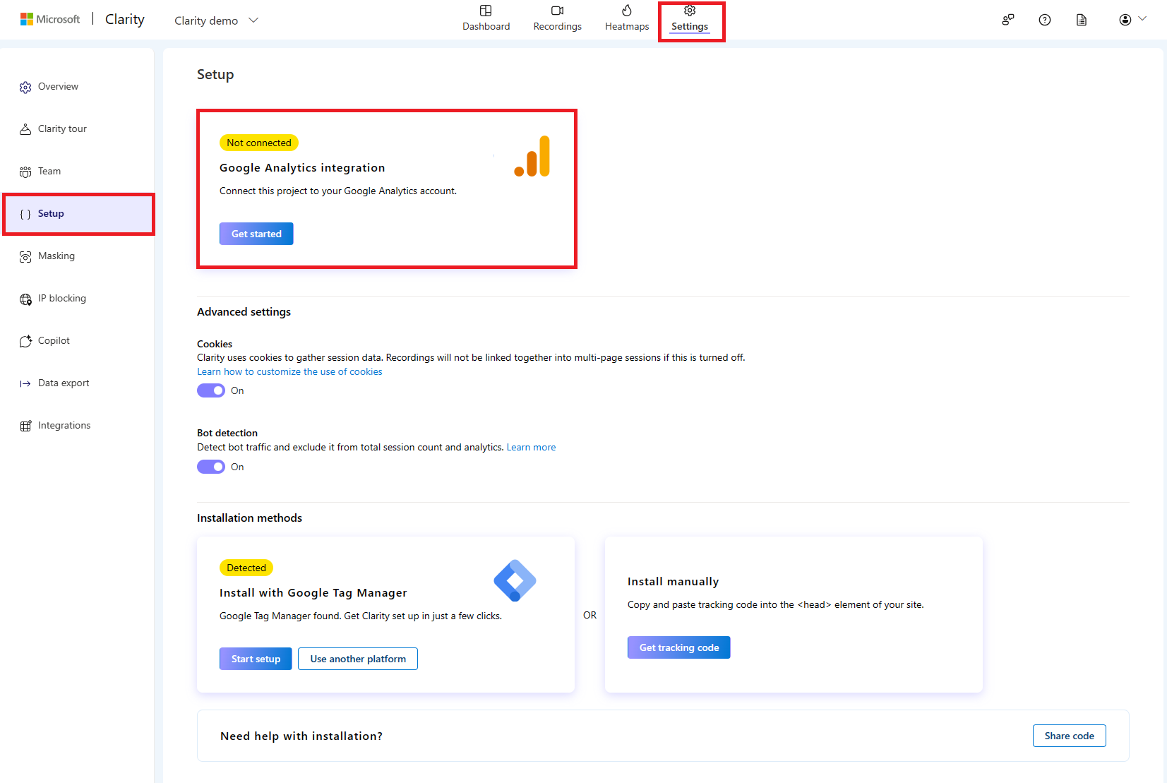 Getting started in Google Analytics.